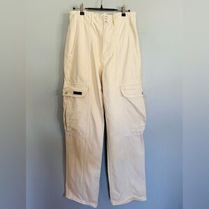 BDG Urban Outfitters Cream Cargo Pants 27 Cotton Utility Wide Leg Workwear Y2K